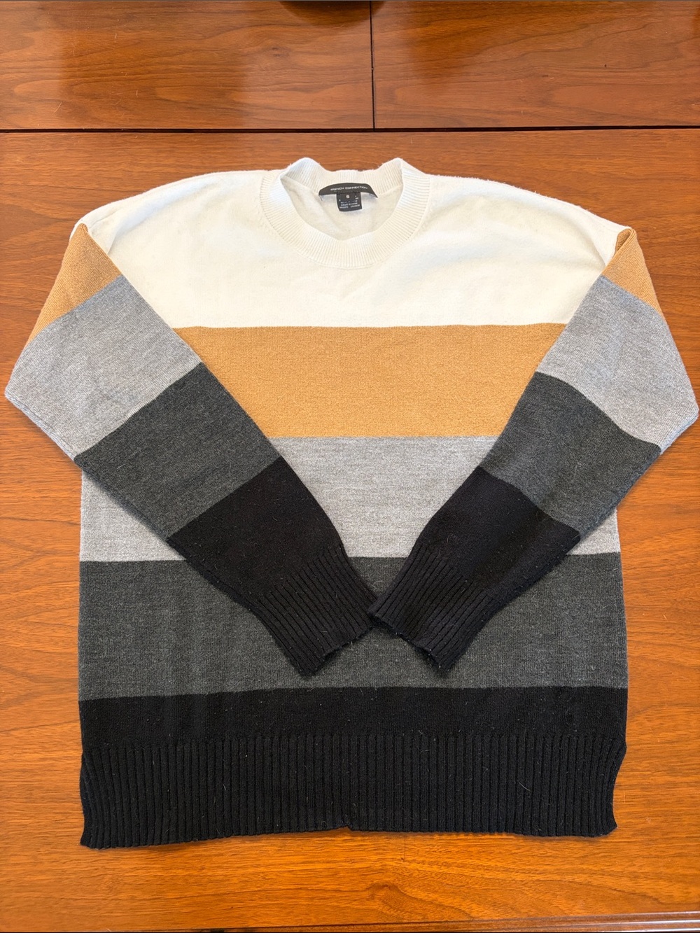 Women’s Striped Crewneck Sweater in Cream, Tan & Gray